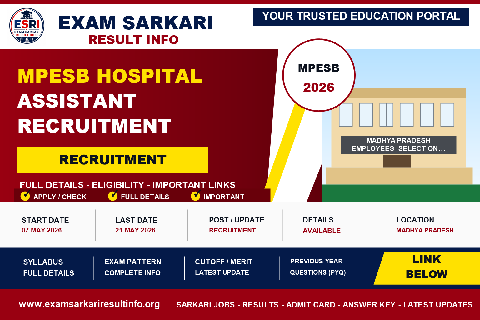 MPESB Hospital Assistant Recruitment 2026 : Short Details post details image